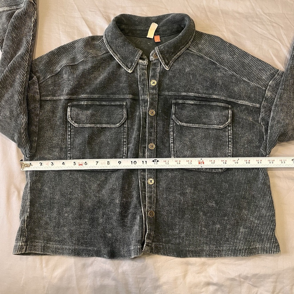 Pilcro Crop Oversized Jacket Black Acid Wash 90s Y2K Style XS Grunge Cotton - Picture 4 of 9